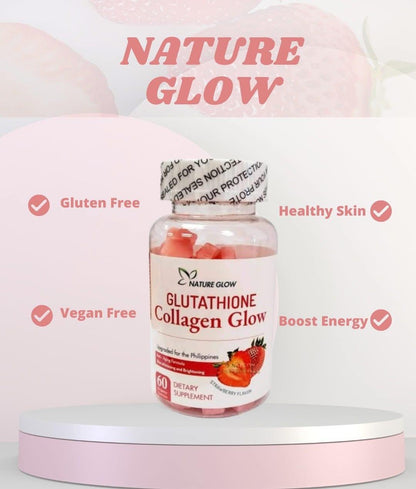 Nature Glow Gluta.thione Colla.gen Vitamins Gummies Beauty Glow Anti-Aging Whitening Skin Gummies