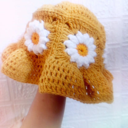 Crochet Bucket Hat Daisy Design for Kids
