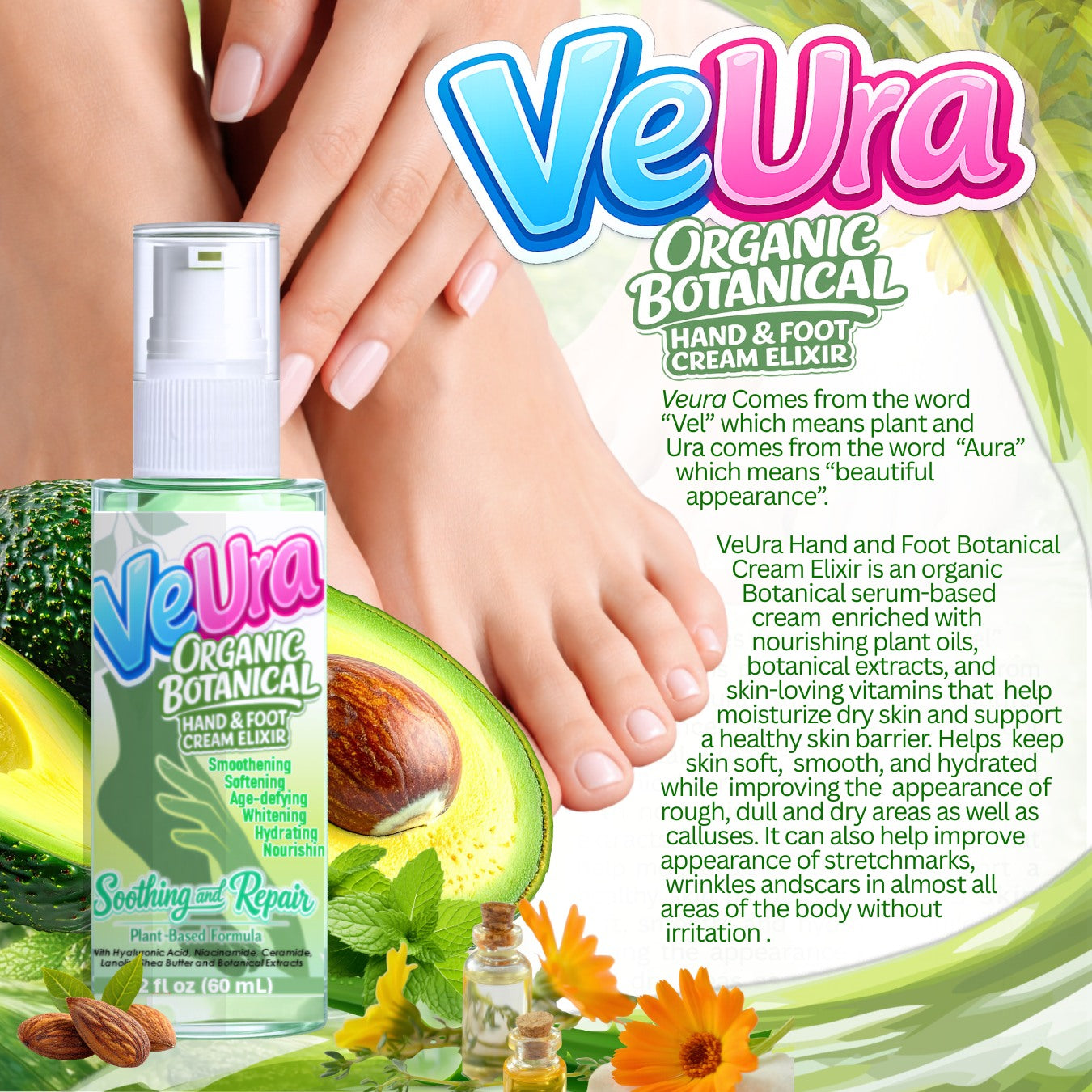 VeUra Organic Botanical Hand & Foot Cream Elixir