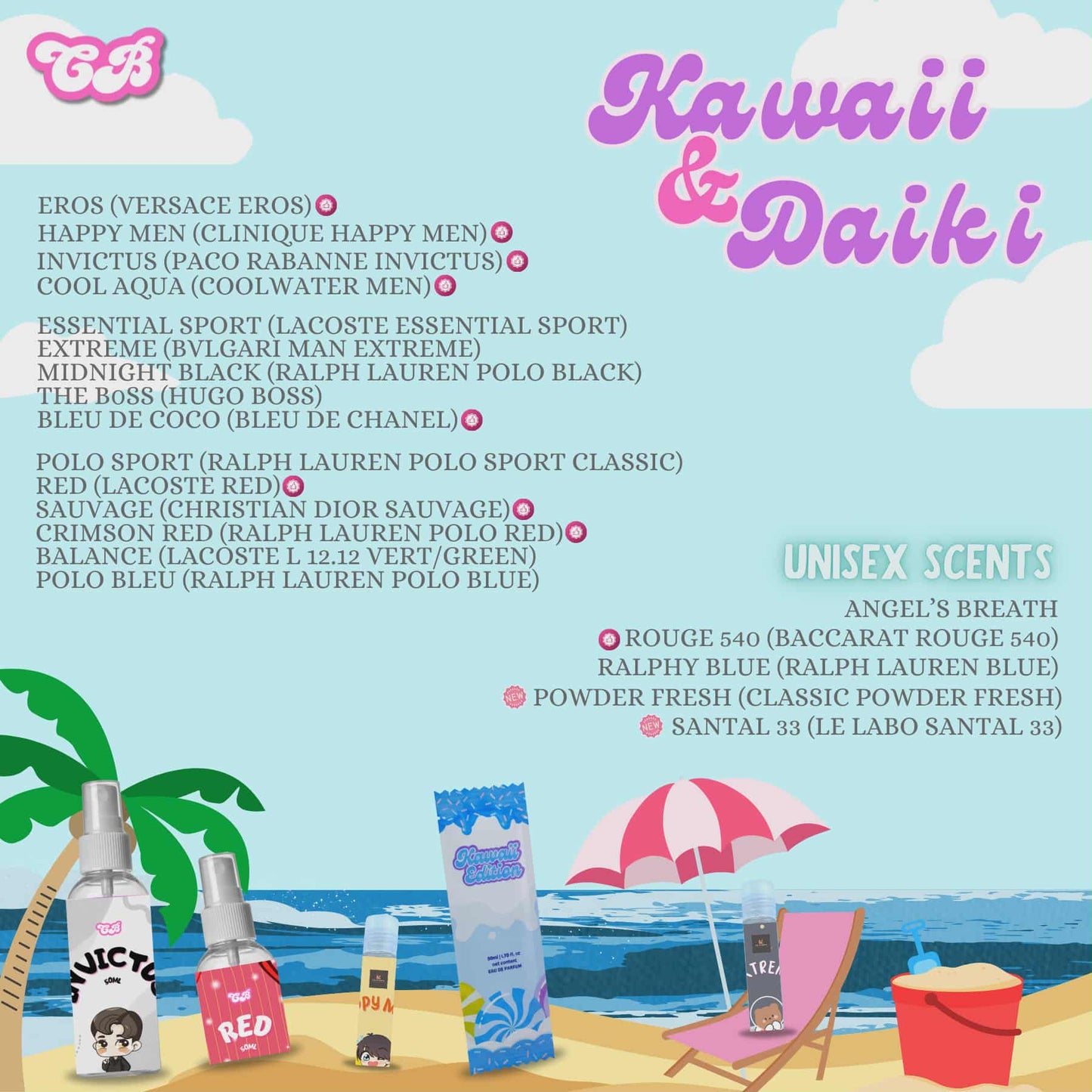 Kawaii Perfumes FOR MEN Inspired Scents 50ml Long Lasting Perfumes Oil Based Scents